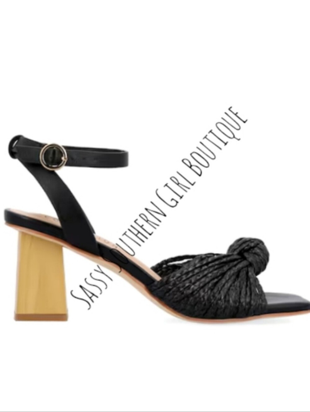 🆕⭐ JOURNEE COLLECTION black knot wooden heel sandals